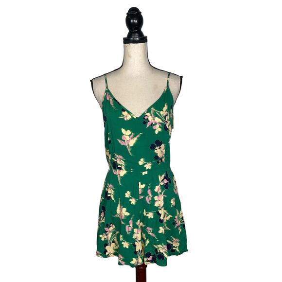 Uniqlo Green Tropical Floral Print Camisole Romper   Size: M - Picture 2 of 5